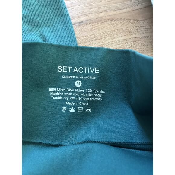 Green SET ACTIVE workout set biker short tank top/size medium - Picture 7 of 7